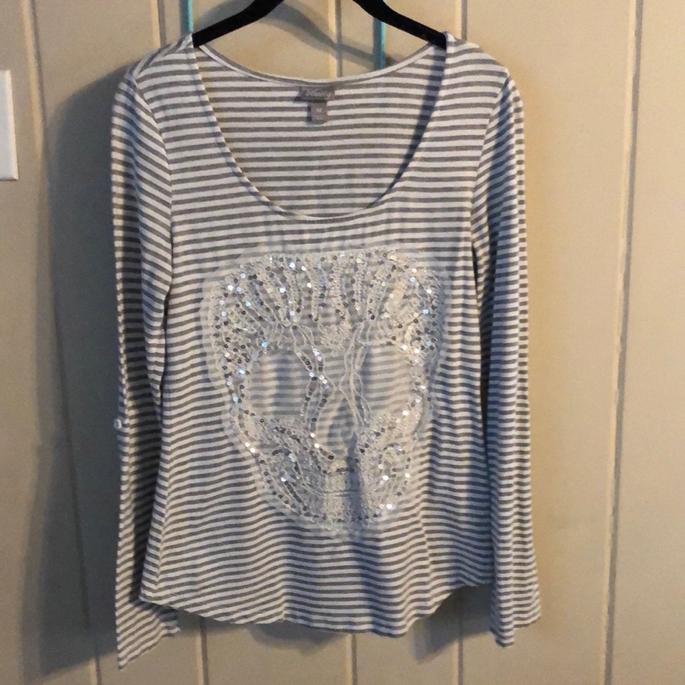 Beaded Skull Striped top